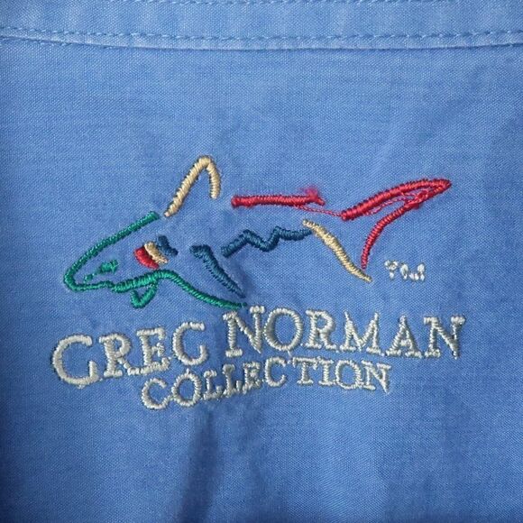GREG NORMAN COLLECTION BLUE BUTTON DOWN LONG SLEEVE SHIRT MENS SIZE MEDIUM - Picture 2 of 8